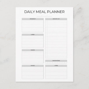 Dagelijkse Maaltijdplanner Eenvoudig Minimalisti Informatiekaartje