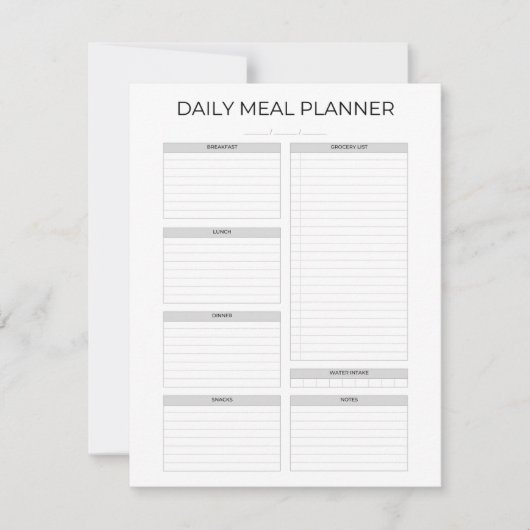 Dagelijkse maaltijdplanner | Eenvoudig minimalisti Kaart (Voorkant)