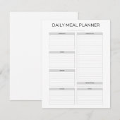 Dagelijkse maaltijdplanner | Eenvoudig minimalisti Kaart (Voorkant / Achterkant)