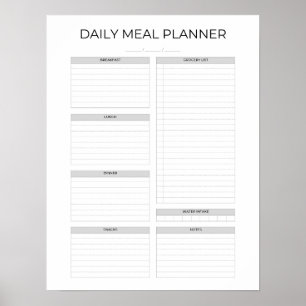 Dagelijkse maaltijdplanner Eenvoudig minimalisti Poster