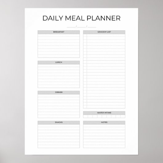 Dagelijkse maaltijdplanner | Eenvoudig minimalisti Poster (Voorkant)