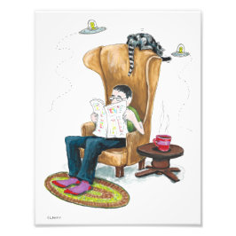 Dagelijkse nieuwsruimte Alien Visit - kunstdruk Foto Afdruk