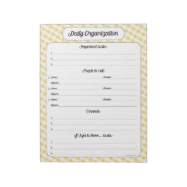 Dagelijkse organisatie - Geel Notitieblok Gingham
