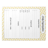 Dagelijkse organisatie - Geel Notitieblok Gingham (Voorkant)