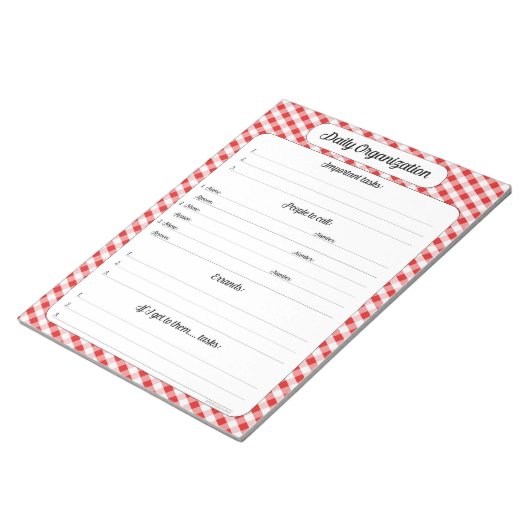 Dagelijkse organisatie - Notitieblok Red Gingham (Schuin)