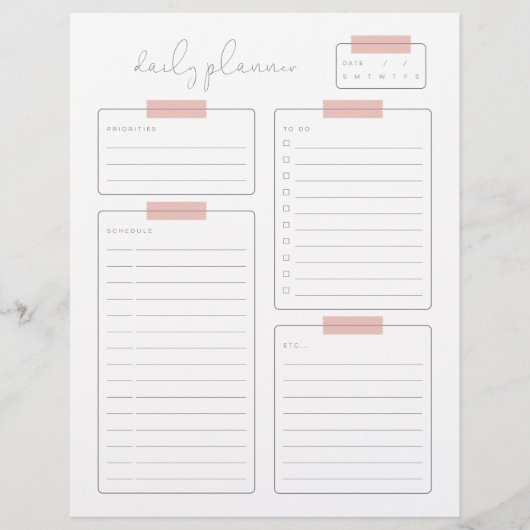 Dagelijkse pagina Planner Calender Briefhoofd (Voorkant)