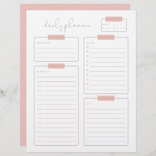 Dagelijkse pagina Planner Calender Briefhoofd (Voorkant / Achterkant)