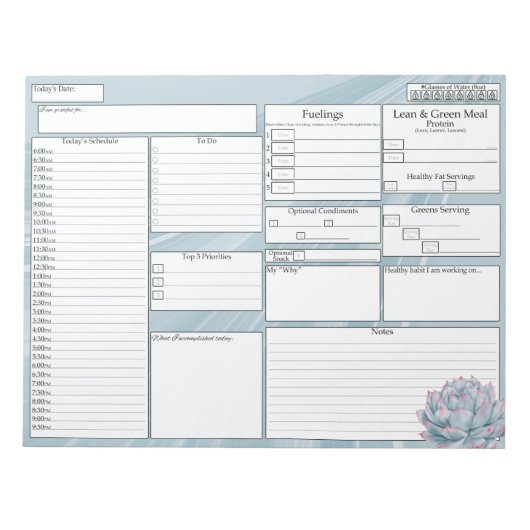 Dagelijkse Planner - 5 en 1 levensmiddelenTracker  Notitieblok (Voorkant)