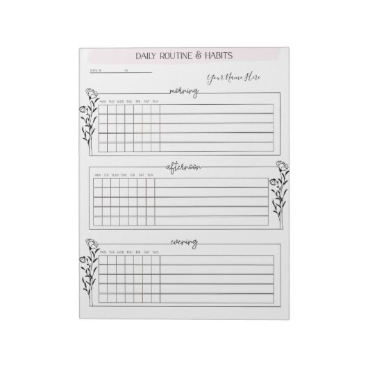 Dagelijkse Planner Aangepast Notitieblok (Routines (Linkerzijde)