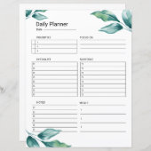 Dagelijkse Planner afdrukbare Sjabloon (Voorkant / Achterkant)