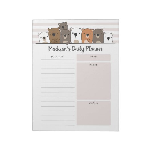 Dagelijkse planner Beren op maat Notitieblok (Linkerzijde)