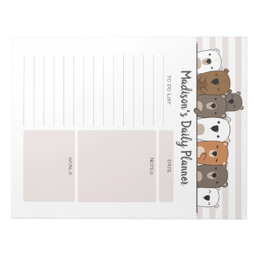 Dagelijkse planner Beren op maat Notitieblok (Voorkant)