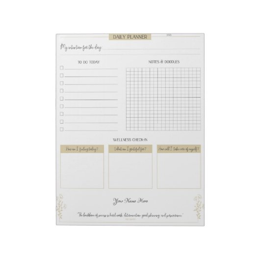 Dagelijkse Planner Custom Notitieblok voor Wellnes (Linkerzijde)