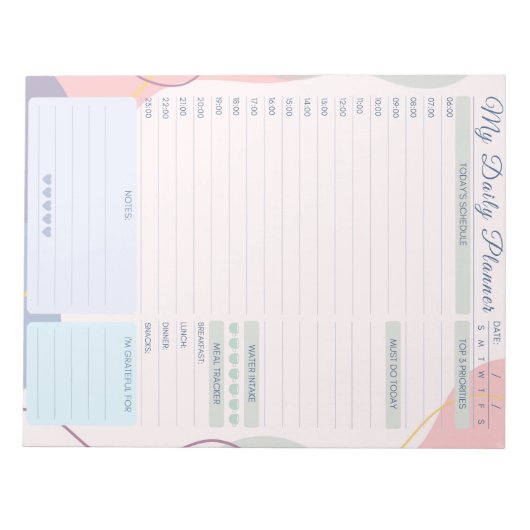 Dagelijkse Planner Eenvoudig Elegant Meerkleurig T Notitieblok (Voorkant)