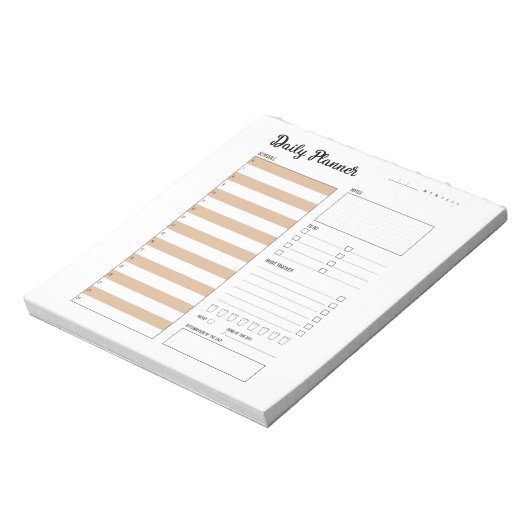 Dagelijkse Planner met Maandag Start (Beige) 5,5x6 Notitieblok (Linkerzijde)