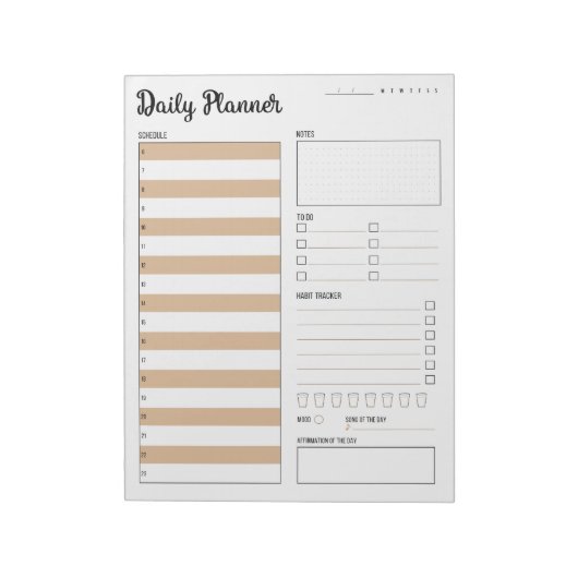 Dagelijkse planner met maandag start (beige) 8,5 x notitieblok (Linkerzijde)