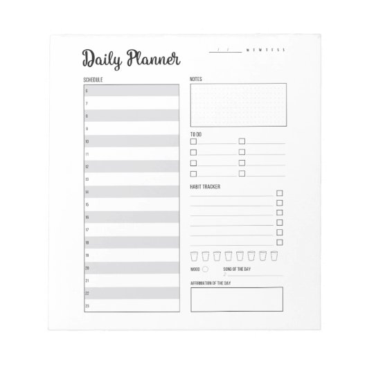 Dagelijkse Planner met Maandag Start (grijs) 5,5x6 Notitieblok (Voorkant)