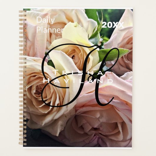 Dagelijkse planner met monogram - Theerozen (Voorkant)