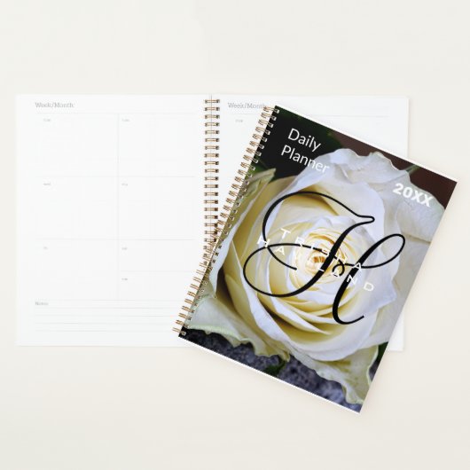 Dagelijkse planner met monogram - Witte Roos (Display)