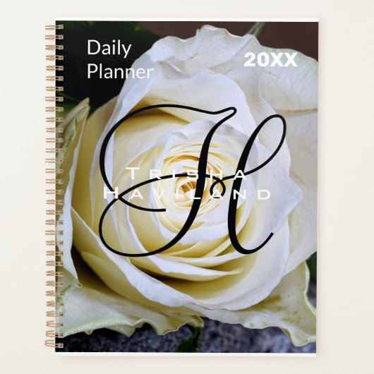 Dagelijkse planner met monogram - Witte Roos (Voorkant)