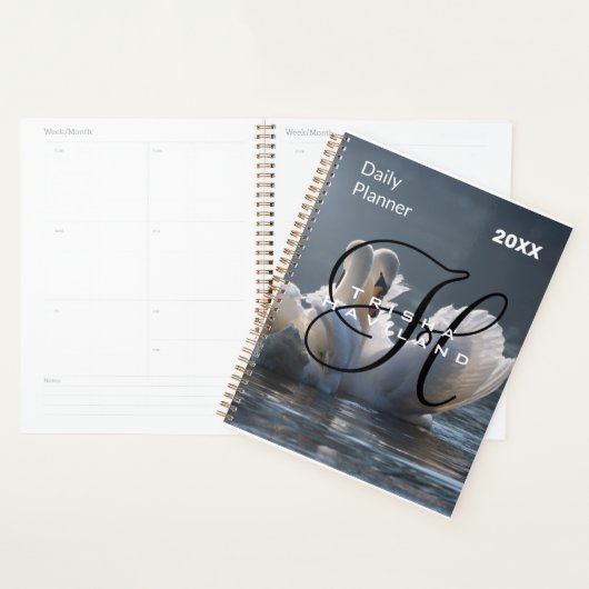 Dagelijkse planner met monogram - zwanen (Display)