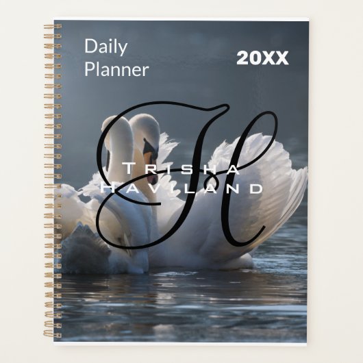 Dagelijkse planner met monogram - zwanen (Voorkant)