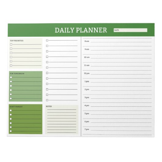 Dagelijkse planner met schema Notitieblok (Voorkant)