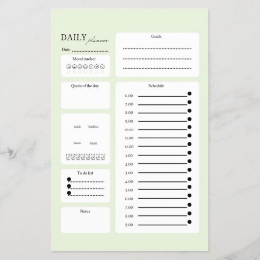 Dagelijkse planner met stemmings- en doelentracker flyer (Voorkant)