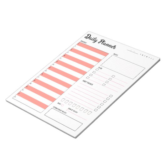 Dagelijkse planner met zondag begin (roze) 8,5 x 1 notitieblok (Schuin)