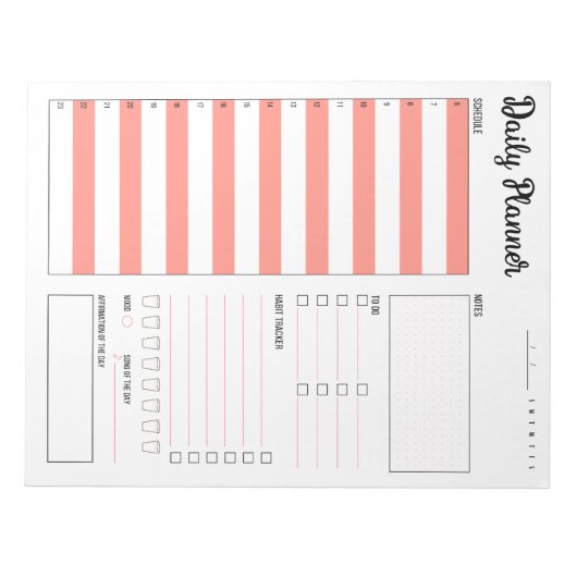 Dagelijkse planner met zondag begin (roze) 8,5 x 1 notitieblok (Voorkant)