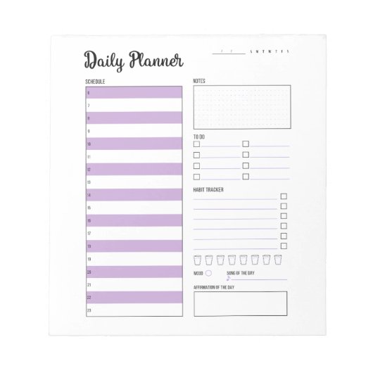 Dagelijkse Planner met Zondag (Paars) 5,5x6" Notitieblok (Voorkant)