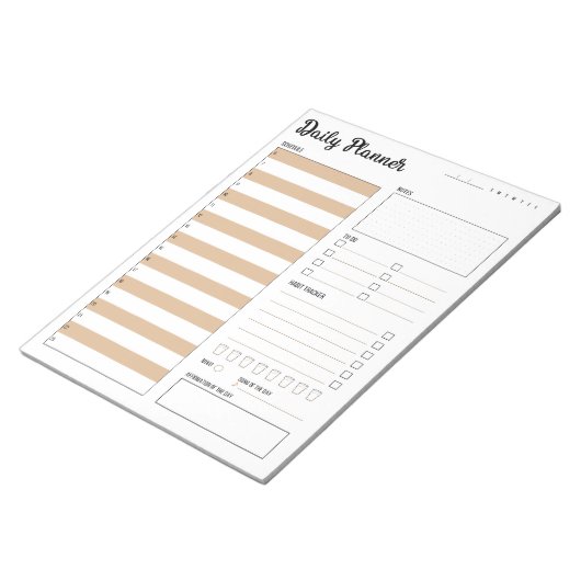 Dagelijkse planner met zondag start (beige) 8,5 x  notitieblok (Schuin)