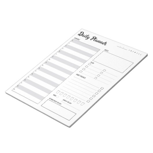 Dagelijkse planner met zondag start (grijs) 8,5 x  notitieblok (Schuin)