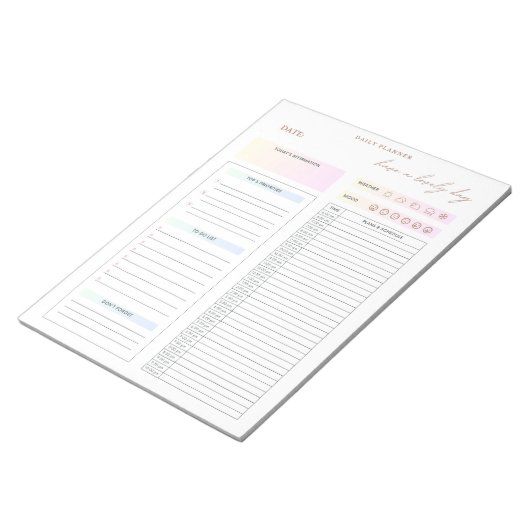 Dagelijkse planner om lijst minimalistisch te doen notitieblok (Schuin)