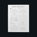 Dagelijkse Planner op maat gesneden lijst Notitieblok<br><div class="desc">Pas dit moderne minimale dagelijkse notitieblok met uw eigen naam en titels eenvoudig aan. Het is het perfecte middel om georganiseerd te blijven voor elke kantoor thuis, moeder of zelfs een bruid. Houd taken, toekomstige gebeurtenissen, dagelijkse doelen, maaltijden, wateropname, enz. bij. Deze planner behandelt alle basisprincipes om je te richten...</div>