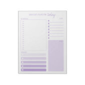 Dagelijkse planner paarse bloem planning aantekeni notitieblok (Linkerzijde)