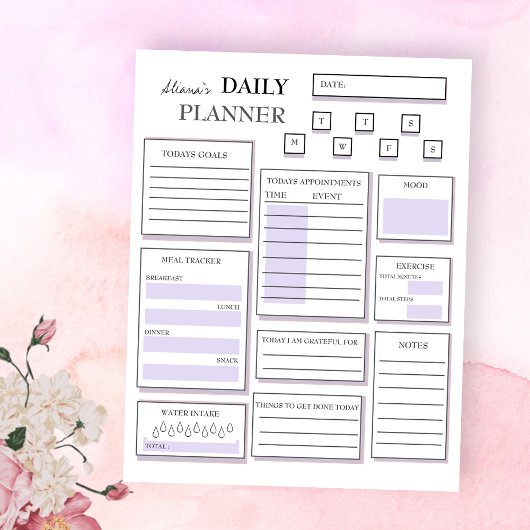 Dagelijkse planner Paarse schema notities en to do Notitieblok
