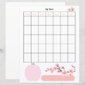 Dagelijkse planner pagina Blush Bloesems (Voorkant / Achterkant)