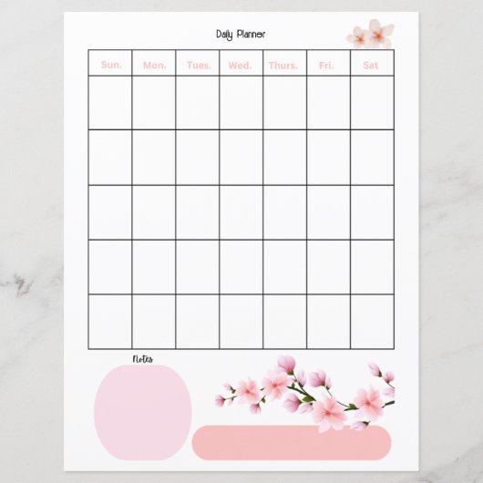 Dagelijkse planner pagina Blush Bloesems (Voorkant)