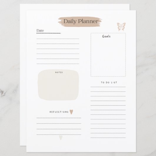 Dagelijkse Planner-pagina om te doen lijst en doel (Voorkant / Achterkant)