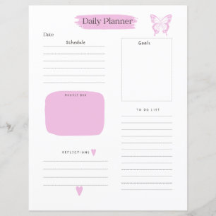 Dagelijkse planner pagina roze