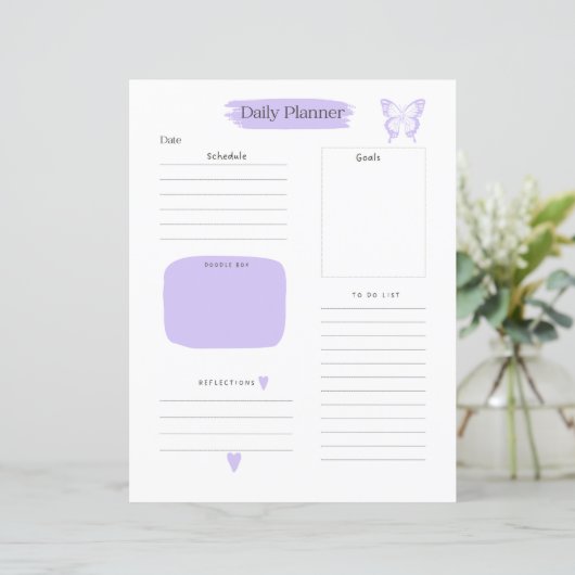 Dagelijkse planner pagina te doen lijst Mauve (Staand voorkant)