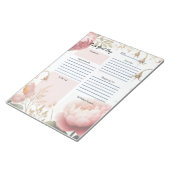 Dagelijkse planner pioenrozen bloemenrand  notitieblok (Schuin)