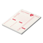 Dagelijkse planner Rood hartjes notitieblok met na (Linkerzijde)
