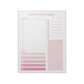 Dagelijkse planner roze schema notities en takenli notitieblok (Linkerzijde)