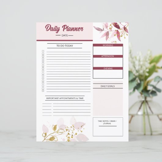  dagelijkse planner Sjabloon (Staand voorkant)