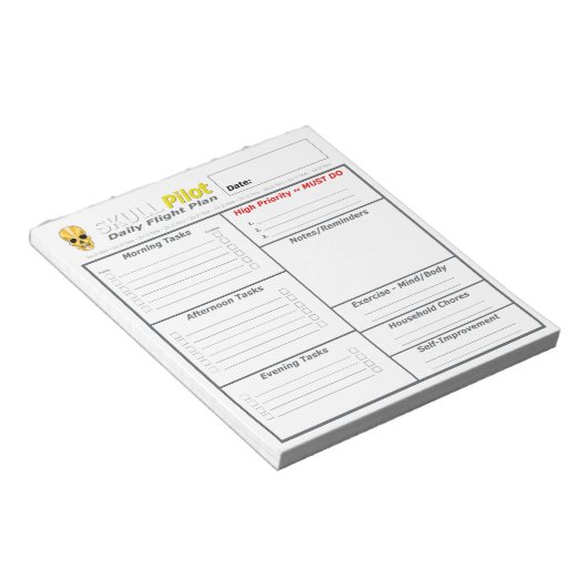 Dagelijkse planner - SkullPilot Daily Flight Plan Notitieblok (Schuin)