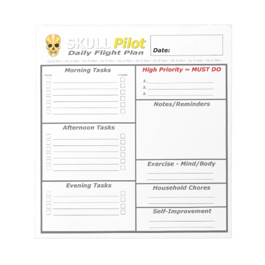 Dagelijkse planner - SkullPilot Daily Flight Plan Notitieblok (Voorkant)