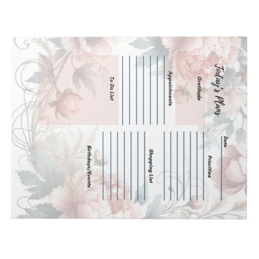 Dagelijkse planner stoffige pioen bloemendesign notitieblok (Voorkant)