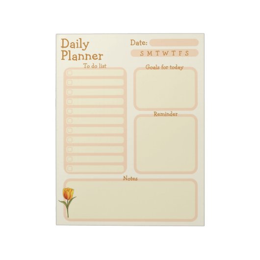 Dagelijkse planner, takenlijst, herinnering tulp notitieblok (Linkerzijde)